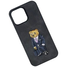 Чохол Apple iPhone 13 Pro Max, Teddy Bear Embroidered, Dark Gray, Сірий