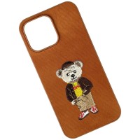 Чохол Apple iPhone 16, Teddy Bear Embroidered, Помаранчевий