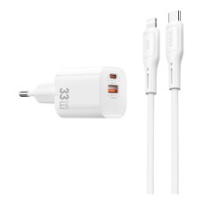 Мережевий зарядний пристрій Wiwu G018 Cube Apple iPhone SE 2022, iPhone 14 Pro Max, iPhone 14 Plus, iPhone 14 Pro, iPhone 14, iPhone 13 Pro, iPhone 13 Mini, iPhone 13, iPhone 13 Pro Max, iPhone 12 Mini, iPhone 12 Pro Max, iPhone 12 Pro, Lightning, з кабел