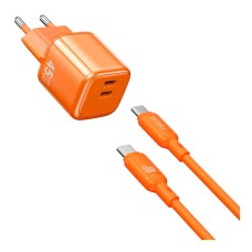 Сетевое зарядное устройство Wiwu G025 Cube, с кабелем, Type-C, Оранжевый